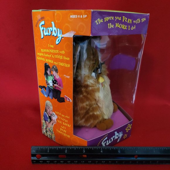 Electronic Furby Tiger Toy Tan Body White Stripes Beige Tummy White Inside Ears - Picture 9 of 13